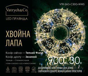 Хвойна Лапа &mdash; Теплий білий (зелений дріт) &mdash; 900 LED, 30 м VTR-26G-C30G-WWF фото