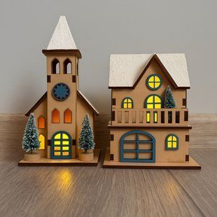 Новорічний будиночок на батарейках з підсвіткою синій Буд. Н-021 фото